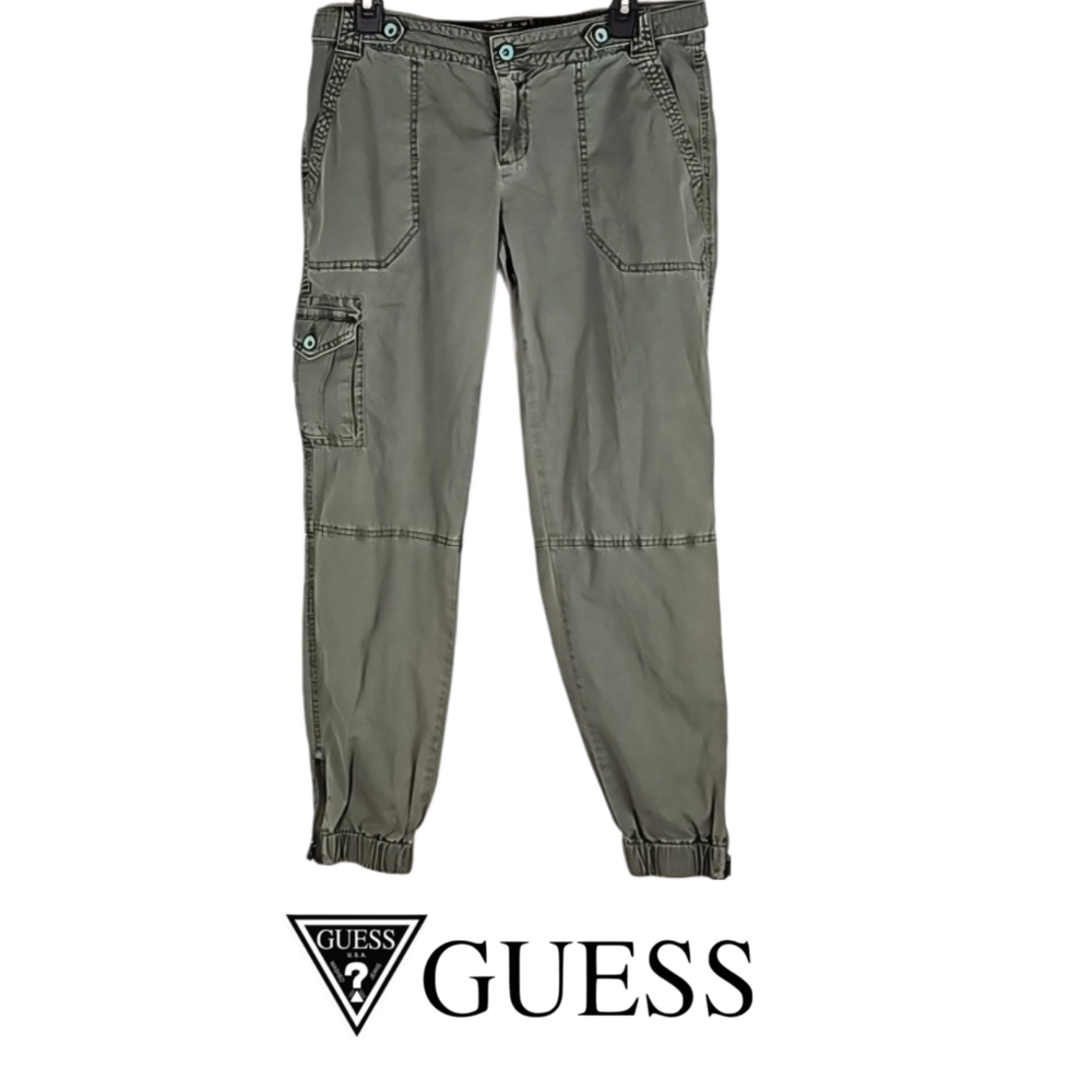 GUESS Y2K Cargo Jogger Pants Retro Well-Made Army Green, Size 10